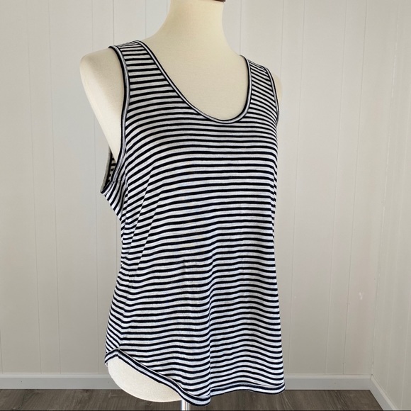 Madewell Anthem Striped Scoop Tank Black Cream Med - Picture 6 of 8